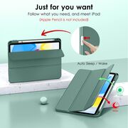 Husa pentru iPad 11 2025 11 inch Soft Shell cu functie wake-up/sleep si compartiment pentru Apple Pen, tip stand, protectie 360, verde inchis