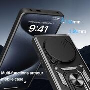 Husa pentru Realme 14 Pro+ Plus Ring Armor Kickstand Tough Rugged Cover cu protectie camera, Negru