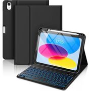 Husa pentru iPad 11 2025 cu tastatura iluminata wireless detasabila RGB 7 lights, Bluetooth, USB Type-C, functie stand si slot stylus, negru