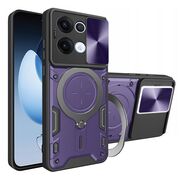Husa pentru  Oppo Reno 13 cu protecție pentru cameră și suport magnetic integrat Ring Shockproof, Mov