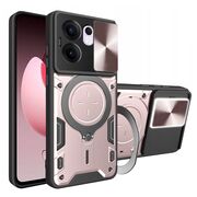 Husa pentru  Oppo Reno 13F, 13FS 4G, 5G cu protecție pentru cameră și suport magnetic integrat Ring Shockproof, Roz