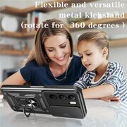 Husa pentru  Realme C75 Ring Armor Kickstand Tough Rugged Cover cu protectie camera, Negru