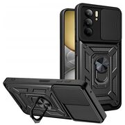 Husa pentru  Realme C75 Ring Armor Kickstand Tough Rugged Cover cu protectie camera, Negru