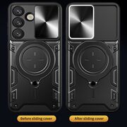 Husa pentru  Samsung Galaxy S25 Edge cu protecție pentru cameră și suport magnetic integrat Ring Shockproof, Albastru inchis
