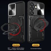Husa pentru  Samsung Galaxy S25 Edge cu protecție pentru cameră și suport magnetic integrat Ring Shockproof, Rosu