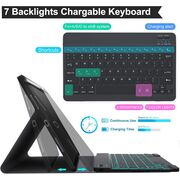 Husa cu tastatura iluminata pentru iPad Air 13 2025 M3 + mouse wireless iluminat LED, negru