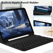 Husa cu tastatura iluminata pentru iPad Air 13 2025 M3 + mouse wireless iluminat LED, negru