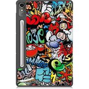 Husa pentru tableta Lenovo Tab P12 12.7 inch functie sleep/wake-up Ultralight de tip stand, graffiti