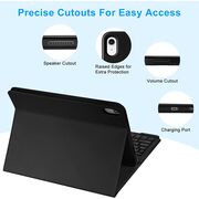 Husa pentru iPad 11 2025 cu tastatura iluminata wireless detasabila RGB 7 lights, Bluetooth, USB Type-C, functie stand si slot stylus + mouse wireless iluminat LED, negru