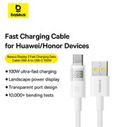 Cablu date USB-C Fast Charging Digital Display, 100W, 2m, alb Baseus, P10382701211-01