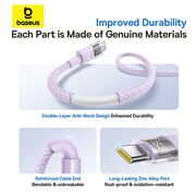 Cablu date USB-C Fast Charging Digital Display, 100W, 1m, mov Baseus, P10382701511-00