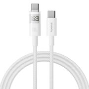 Cablu tip C cu display,  Fast Charging, Type-C la Type-C, Digital Display, 100W, 2m, alb Baseus, P10382702211-01