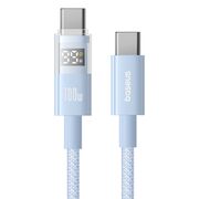 Cablu tip C cu display, Fast Charging, Type-C la Type-C, Digital Display, 100W, 2m, albastru Baseus, P10382702311-01