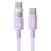 Cablu tip C cu display, Fast Charging, Type-C la Type-C, Digital Display, 100W, 2m, mov Baseus, P10382702511-01