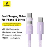 Cablu tip C cu display, Fast Charging, Type-C la Type-C, Digital Display, 100W, 2m, mov Baseus, P10382702511-01