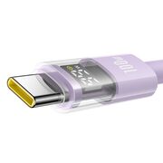 Cablu tip C cu display, Fast Charging, Type-C la Type-C, Digital Display, 100W, 2m, mov Baseus, P10382702511-01