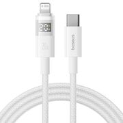 Cablu incarcare iPhone Baseus, Fast Charging, Type-C la Lightning, Digital Display, 20W, 1m, alb, P10382703211-00