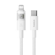Cablu incarcare iPhone Baseus, Fast Charging, Type-C la Lightning, Digital Display, 20W, 2m, alb, P10382703211-01