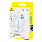 Cablu incarcare iPhone Baseus, Fast Charging, Type-C to Lightning, Digital Display, 20W, 2m, albastru, P10382703311-01
