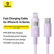 Cablu incarcare iPhone Baseus, Fast Charging, Type-C to Lightning, Digital Display, 20W, 2m, mov, P10382703511-01