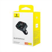 Modulator FM auto Bluetooth PD 18W, USB, USB-C, Display Baseus S-09 Lite, negru