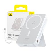 Baterie externa Baseus - power bank magpro magnetic ppcxz05 (p10064101223-00) - usb-c, 5000mah, 20w, magsafe, cable type-c, 3a, 30cm - alb