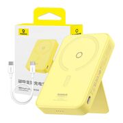 Baterie externa Baseus - power bank magpro magnetic ppcxz05 (p10064101y23-00) - usb-c, 5000mah, 20w, magsafe, cable type-c, 3a, 30cm - galben