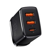 Incarcator priza Baseus - wall charger compact series (ccxj030101) - uk plug, quick charger, 2xusb, type-c, 30w - black