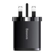 Incarcator priza Baseus - wall charger compact series (ccxj030101) - uk plug, quick charger, 2xusb, type-c, 30w - black
