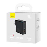 Incarcator priza Fast Charge 2in1 Baseus GaN5 Pro, 100W, negru