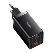 Incarcator priza Fast Charge 3in1 Baseus GaN5 Pro, 2xType-C, USB, 65W, cu Cablu Type-C la Type-C, 100W, 1m, negru