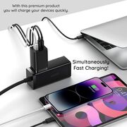 Incarcator priza Fast Charge 3in1 Baseus GaN5 Pro, 2xType-C, USB, 65W, cu Cablu Type-C la Type-C, 100W, 1m, negru
