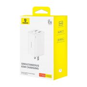 Incarcator priza US 65W GaN6 USB, Type-C Baseus 2x USB, 2x Type-C, 65W, cu Cablu Type-C, 100W, 20V, 5A, 1m, P10162702213-00
