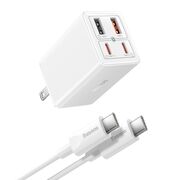 Incarcator priza US 65W GaN6 USB, Type-C Baseus 2x USB, 2x Type-C, 65W, cu Cablu Type-C, 100W, 20V, 5A, 1m, P10162702213-00