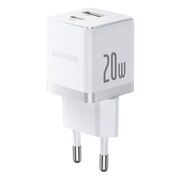 Incarcator priza Fast Charge 2in1 Baseus Usb, Type-c, 20W, 5V/3A, alb CCZC20UE