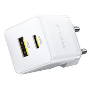 Incarcator priza Fast Charge 2in1 Baseus Usb, Type-c, 20W, 5V/3A, alb CCZC20UE