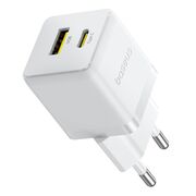 Incarcator priza Fast Charge 2in1 Baseus Usb, Type-c, 20W, 5V/3A, alb CCZC20UE