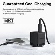 Incarcator priza Baseus - wall charger palm (p10111605113-01) - fast charger, cu cablu type-c la type-c, 30w, 5v/3.0a, 1m - cluster black