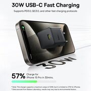 Incarcator priza Baseus - wall charger palm (p10111605113-01) - fast charger, cu cablu type-c la type-c, 30w, 5v/3.0a, 1m - cluster black