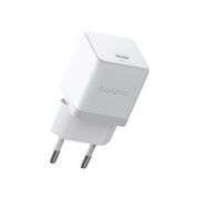 Incarcator priza Baseus - wall charger palm (p10111605213-01) - fast charger, cu cablu type-c la type-c, 30w, 5v/3.0a, 1m - moon white