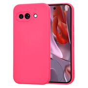 Husa pentru  Google Pixel 9A Liquid Silicone, subțire, captusita cu microfibra, anti amprentă, protectie cameră foto, Fucsia