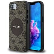 Husa premium pentru  iPhone 16e compatibila MagSafe Guess Luxury Series - Maro carbune