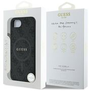 Husa premium pentru  iPhone 16e compatibila MagSafe Guess Luxury Series - Negru printat