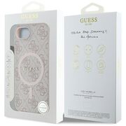 Husa premium pentru  iPhone 16e compatibila MagSafe Guess Luxury Series - Roz neon