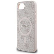 Husa premium pentru  iPhone 16e compatibila MagSafe Guess Luxury Series - Roz neon