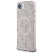 Husa premium pentru  iPhone 16e compatibila MagSafe Guess Luxury Series - Roz neon