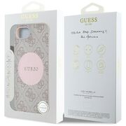 Husa premium pentru  iPhone 16e compatibila MagSafe Guess Luxury Series - Roz pal