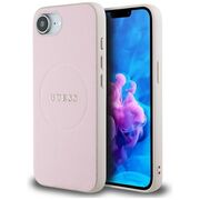 Husa premium pentru  iPhone 16e compatibila MagSafe Guess Luxury Series - Roz