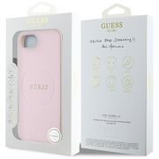 Husa premium pentru  iPhone 16e compatibila MagSafe Guess Luxury Series - Roz