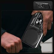 Husa pentru  Poco F7 Pro Ring Armor Kickstand Tough Rugged Cover cu protectie camera, Negru